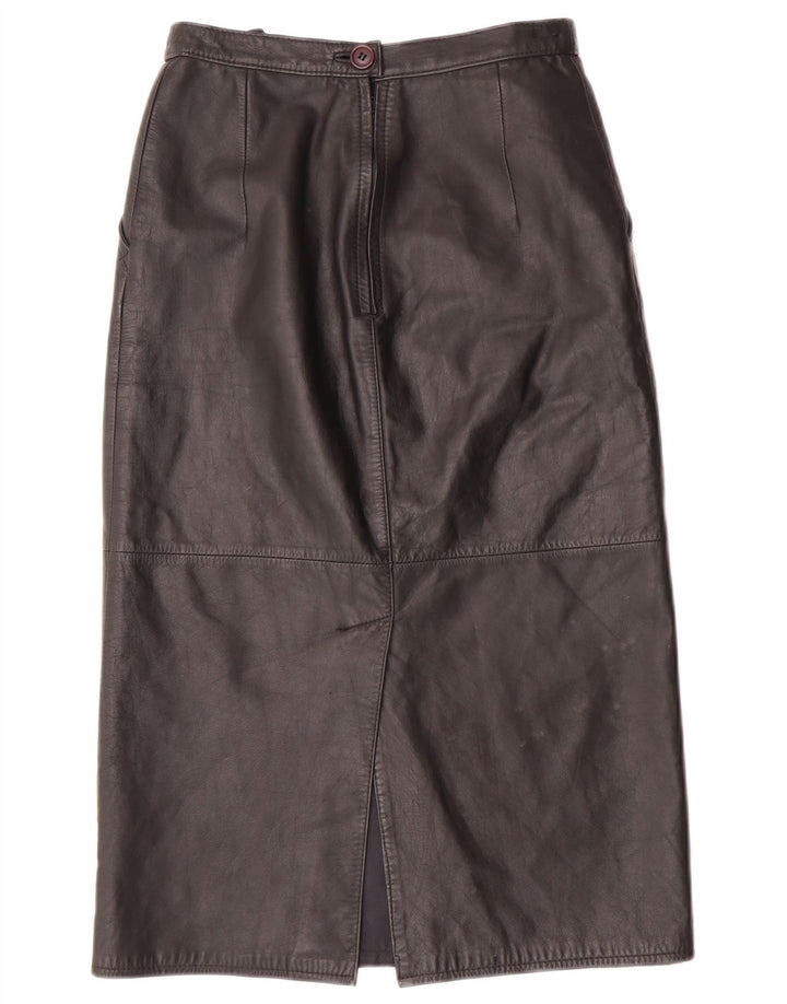 CHALICE Womens High Waist Leather Skirt UK 8 Small W24  Black Leather