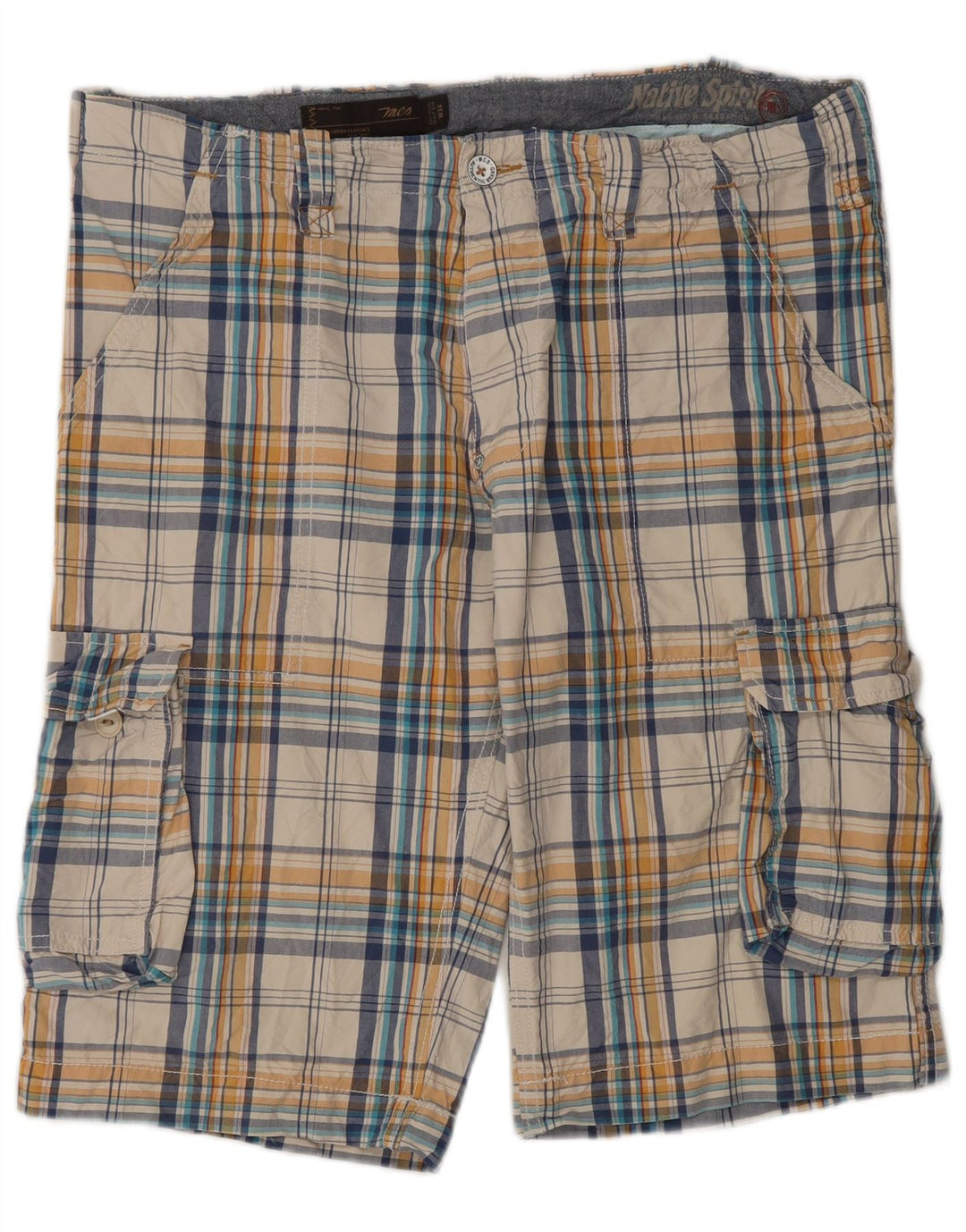 Marlboro Classics Mens Cargo Shorts W34 Large Multicoloured Check Cotton