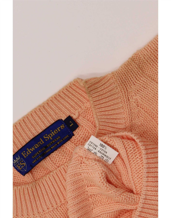 Edward Spiers Mens Crew Neck Jumper Sweater Large Orange Cotton
