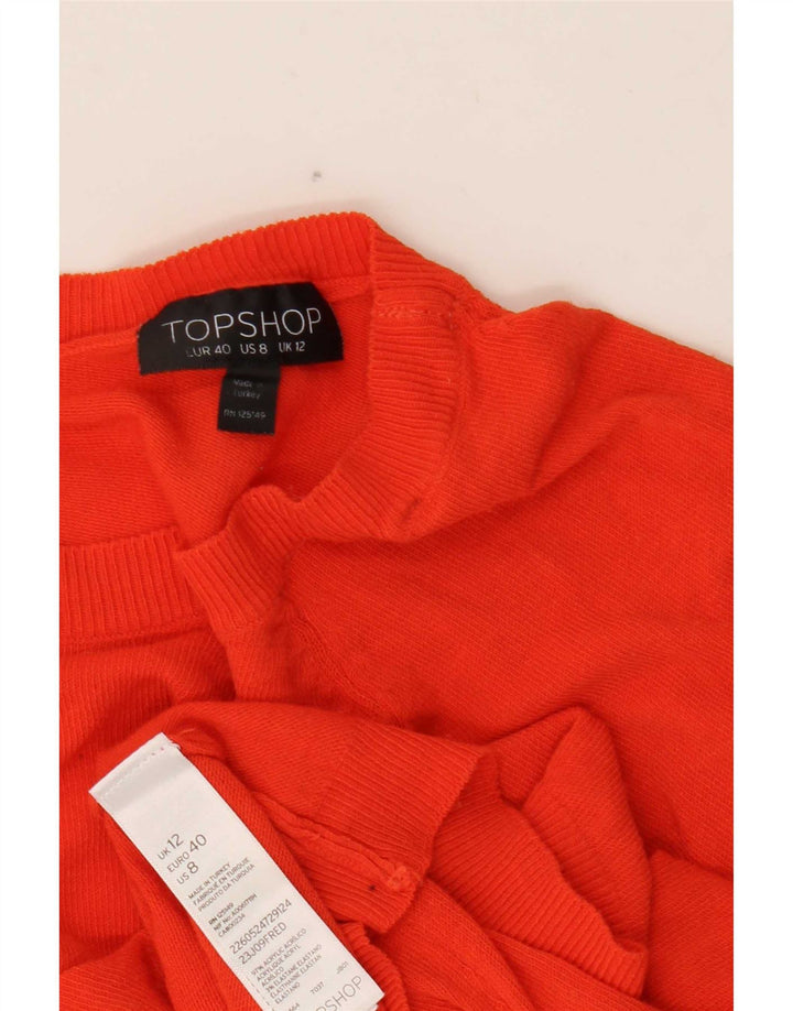 Topshop Womens Oversized Crop Boat Neck Jumper Sweater UK 12 Medium Red
