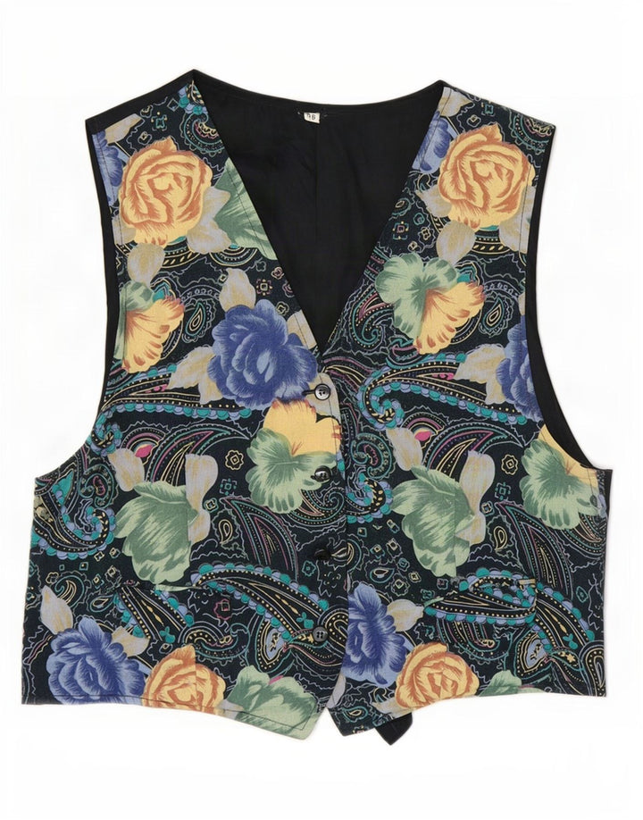 Vintage Womens Waistcoat IT 46 Large Multicoloured Floral