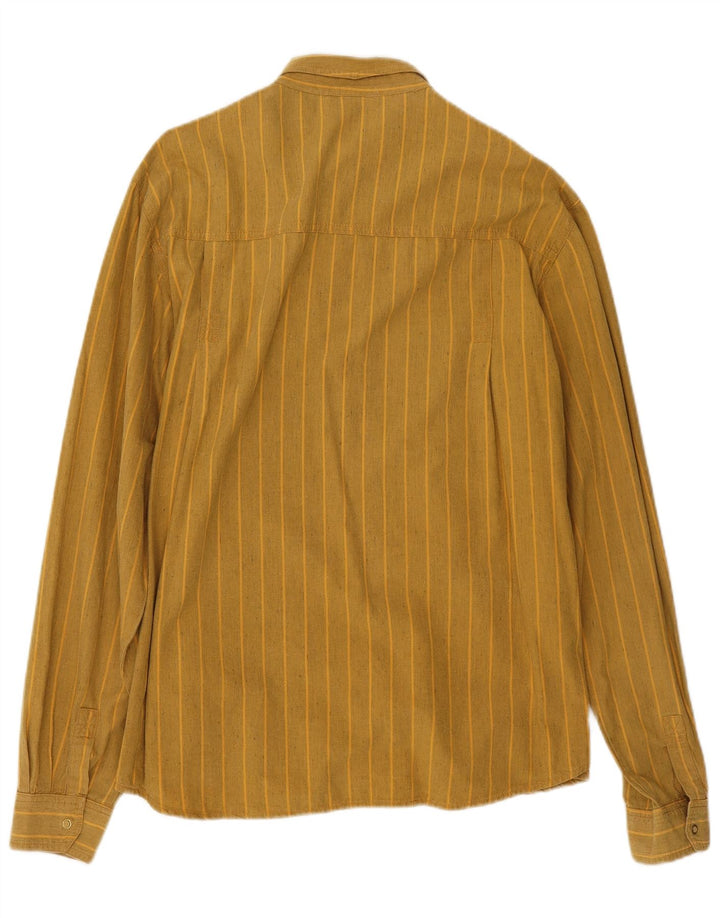 Vintage Mens Shirt Medium Yellow Striped Cotton