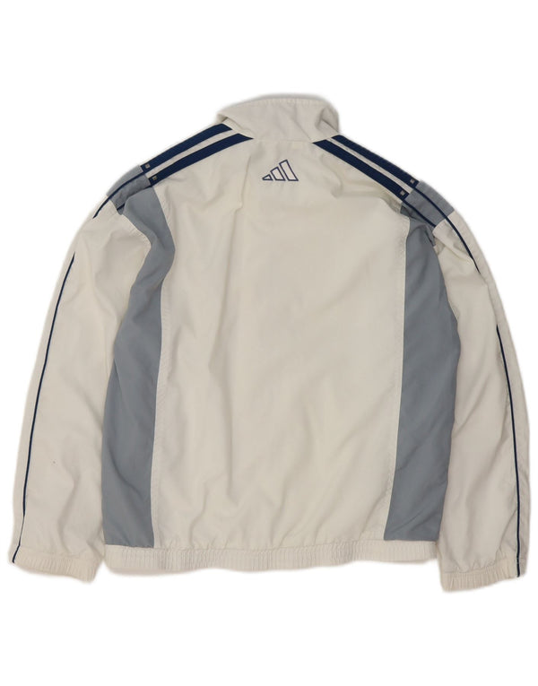 Adidas Boys Tracksuit Top Jacket 11-12 Years White Colourblock Polyester
