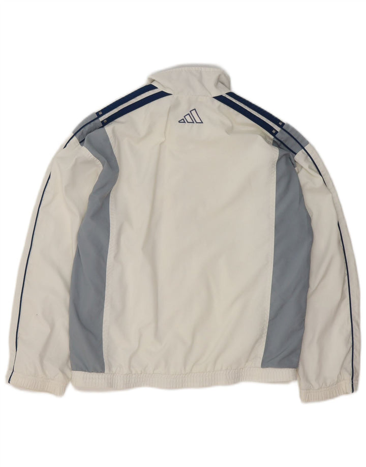 Adidas Boys Tracksuit Top Jacket 11-12 Years White Colourblock Polyester