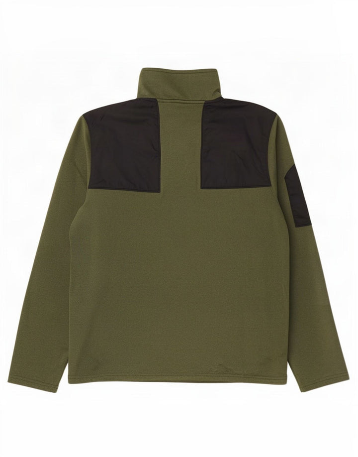 The North Face Mens Zip Neck Sweatshirt Jumper Small Khaki Colourblock