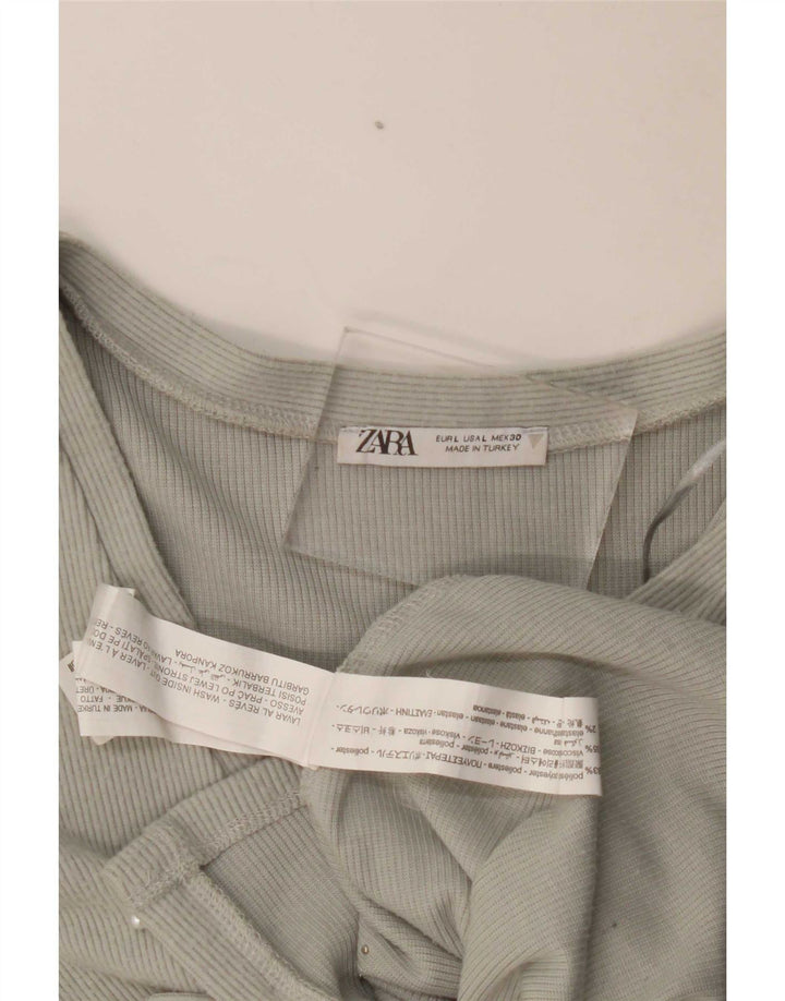 Zara Womens Crop Cardigan Top UK 14 Large Grey Polyester