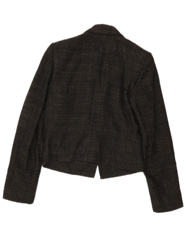 Kenzo Womens 3 Button Blazer Jacket EU 38 Medium Brown Flecked Wool