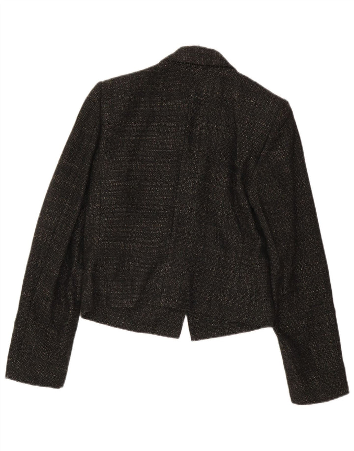 Kenzo Womens 3 Button Blazer Jacket EU 38 Medium Brown Flecked Wool