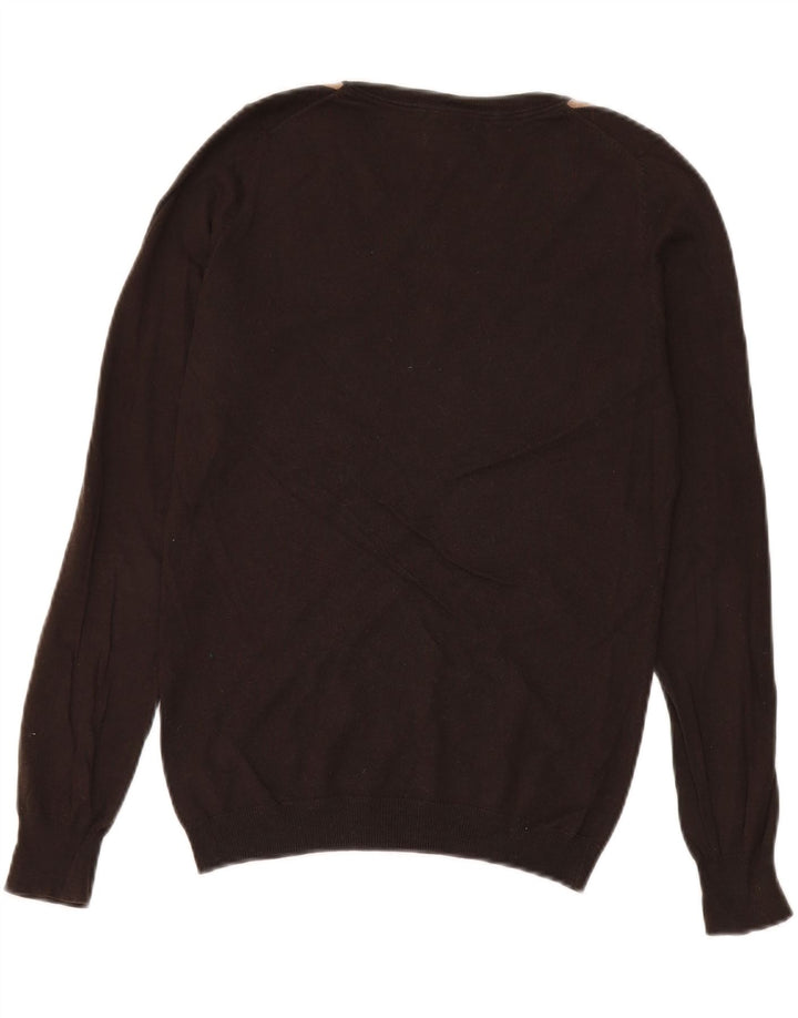 Massimo Dutti Womens V-Neck Jumper Sweater UK 14 Medium Brown