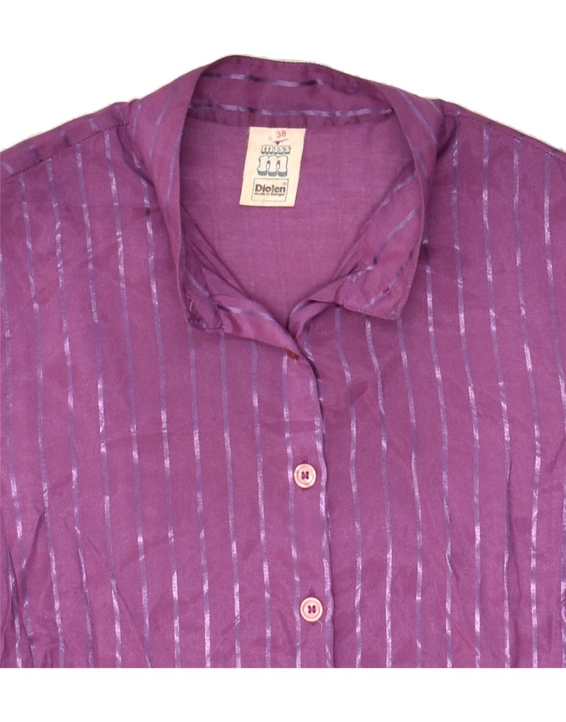 VINTAGE Womens Shirt EU 38 Medium Purple Striped Polyester | Vintage Vintage | Thrift | Second-Hand Vintage | Used Clothing | Messina Hembry 