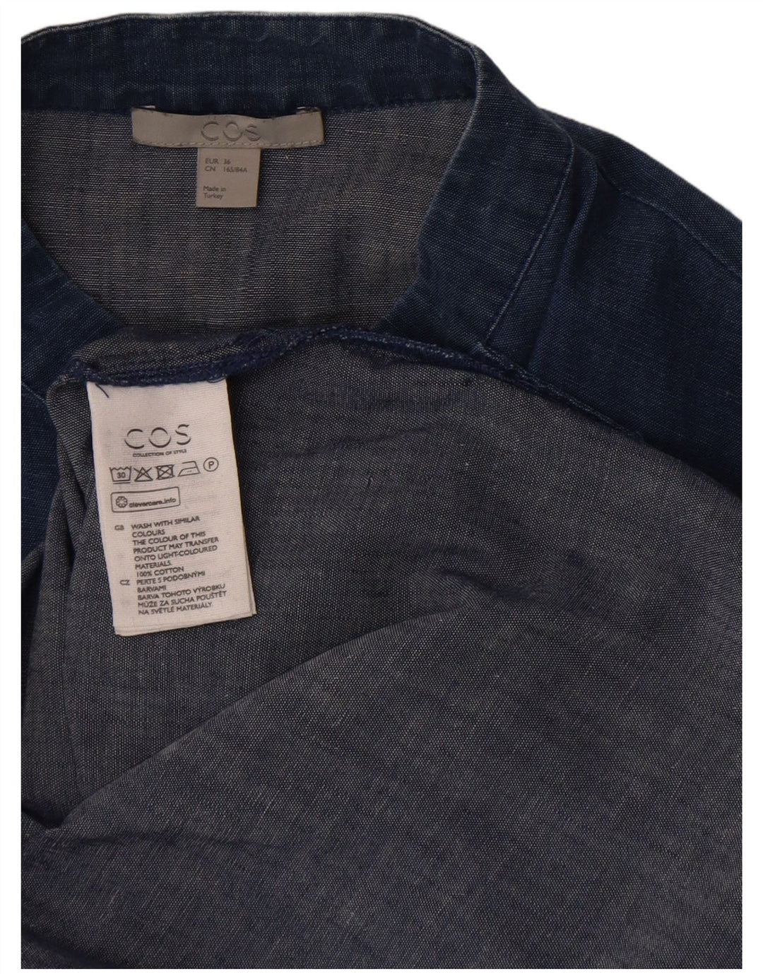 Cos Womens Pullover Shirt Dress EU 36 Small Blue Cotton