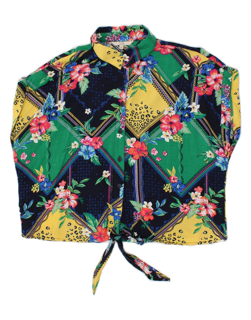 CLOCK HOUSE Womens Front Tie Shirt Blouse EU 44 XL Multicoloured Floral Vintage CLOCK HOUSE and Second-Hand CLOCK HOUSE from Messina Hembry 