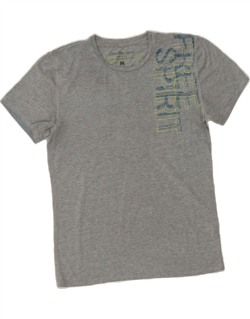 CALVIN KLEIN JEANS Mens Graphic T-Shirt Top Medium Grey Cotton Vintage Calvin Klein Jeans and Second-Hand Calvin Klein Jeans from Messina Hembry 