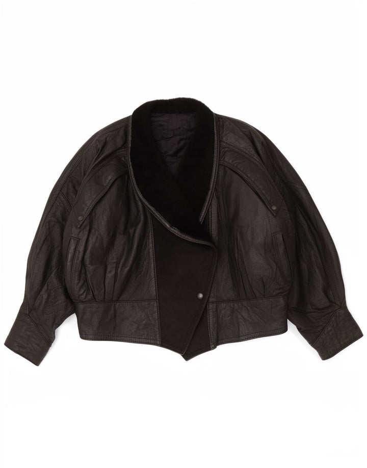 Vintage Womens Leather Jacket UK 14 Large Black