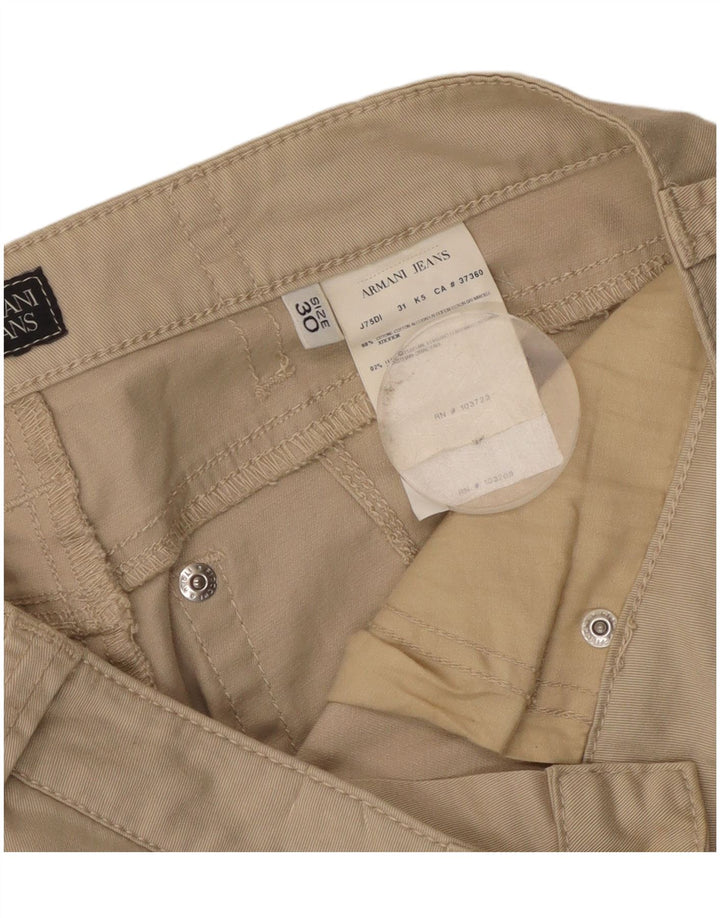 Armani Womens Straight Casual Trousers W30 L30 Beige Cotton