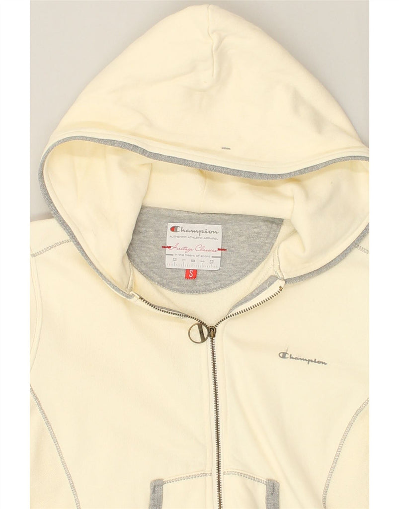 CHAMPION Womens Zip Hoodie Sweater UK 8 Small White Colourblock Cotton | Vintage Champion | Thrift | Second-Hand Champion | Used Clothing | Messina Hembry 