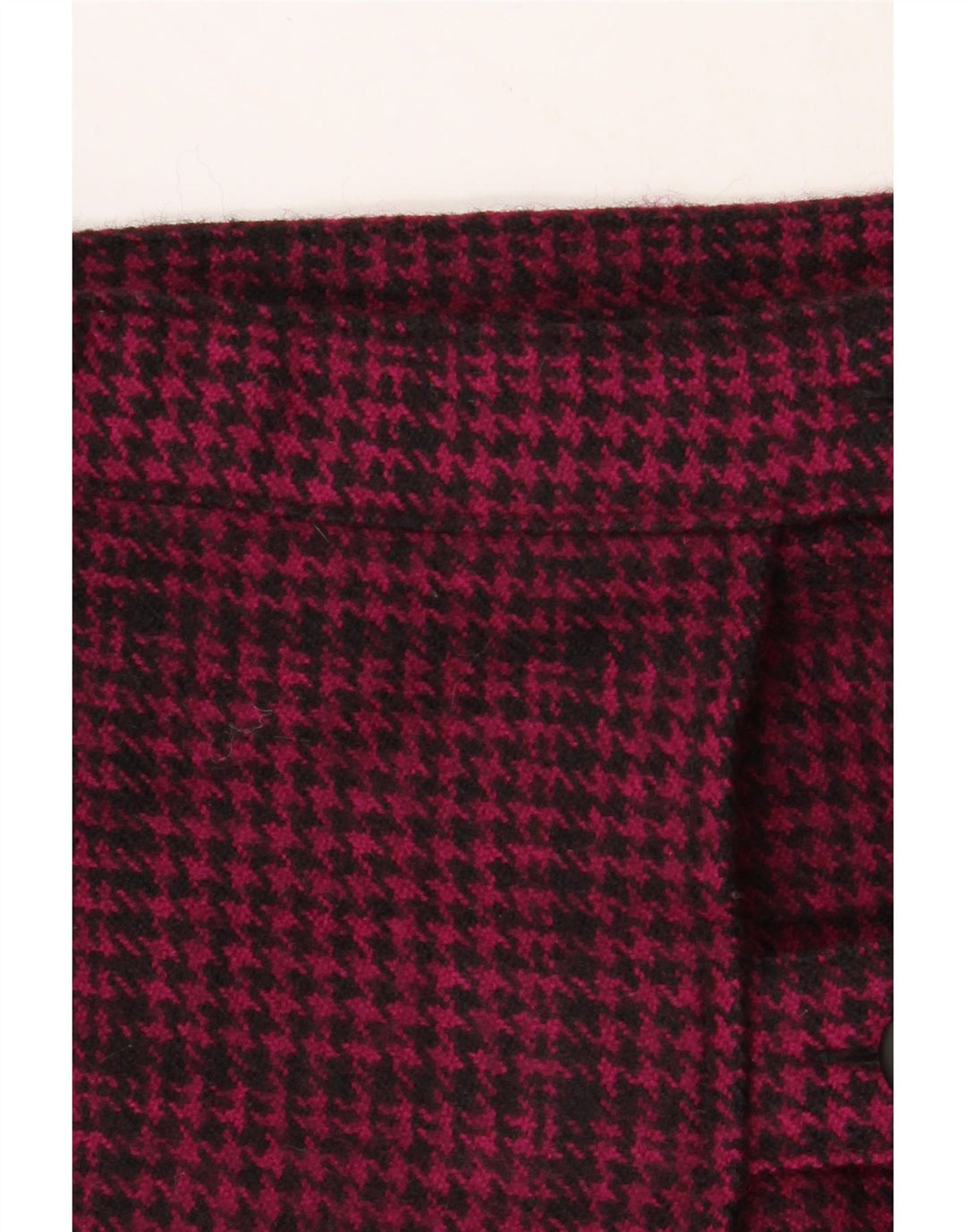 VINTAGE Womens Wrap Skirt W30 Medium Pink Houndstooth Virgin Wool