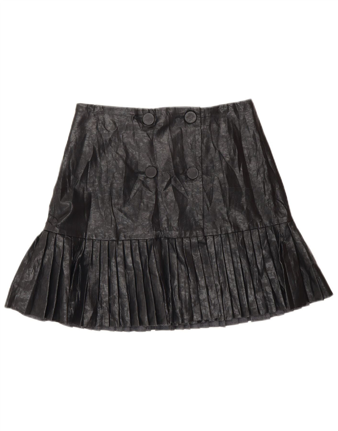 Zara Womens Faux Leather Wrap Skirt Small W26  Black