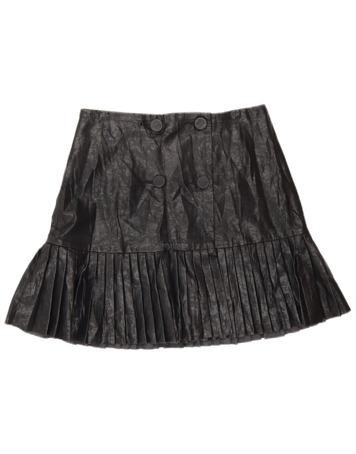 Zara Womens Faux Leather Wrap Skirt Small W26  Black