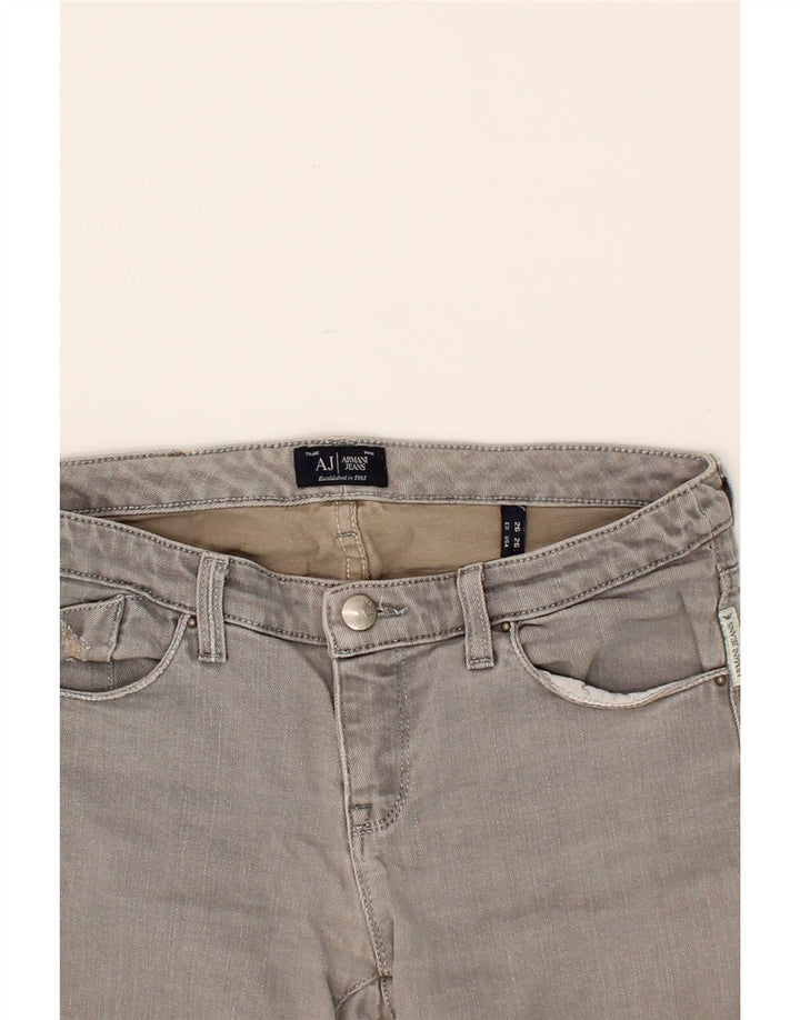 ARMANI Womens Distressed Skinny Jeans W26 L30 Grey Cotton Vintage Armani and Second-Hand Armani from Messina Hembry 
