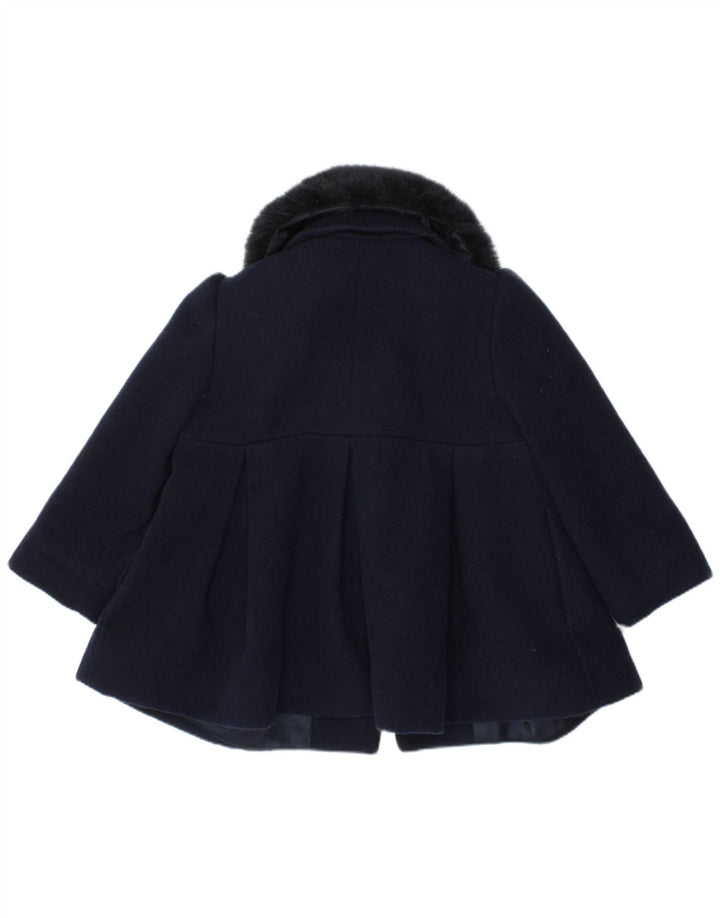 MONSOON Baby Girls Overcoat 12-18 Months Navy Blue Polyester