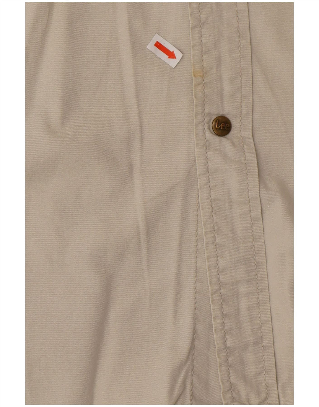 LEE Mens Shirt Large Beige Cotton Western