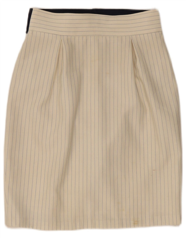 Vintage Womens Pencil Skirt IT 44 Medium W30 Beige Pinstripe