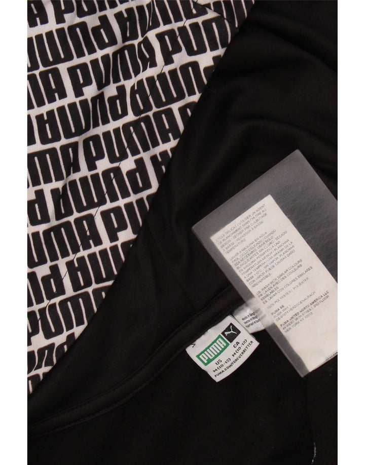 PUMA Boys Graphic Zip Hoodie Sweater 10-11 Years Medium Black Polyester