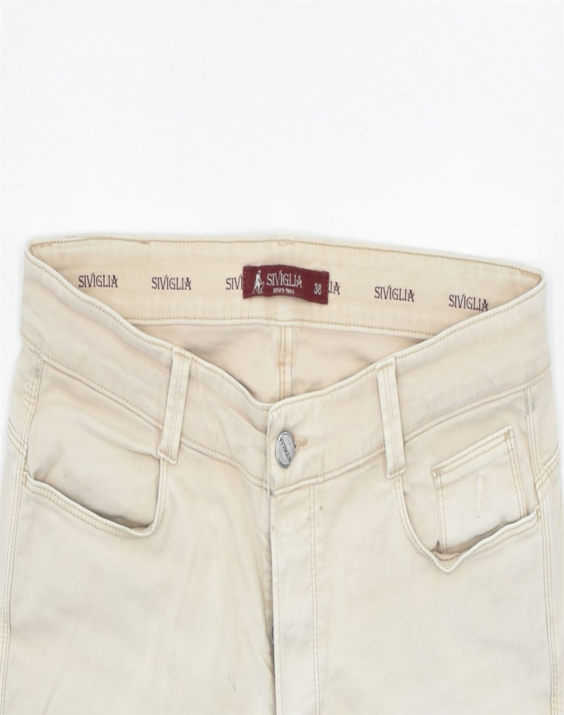 SIVIGLIA Mens Slim Casual Trousers W38 L31 Beige Cotton | Vintage | Thrift | Second-Hand | Used Clothing | Messina Hembry 