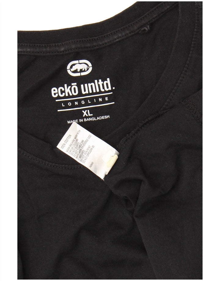 ECKO UNLTD Mens Longline Graphic T-Shirt Top XL Black Cotton