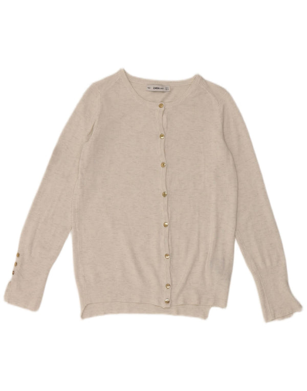 Zara Womens Cardigan Sweater UK 12 Medium Grey Flecked Viscose