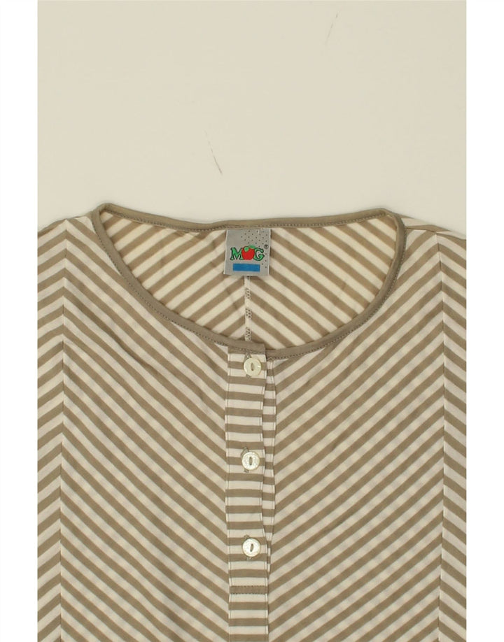 VINTAGE Womens Blouse Top UK 14 Medium Beige Chevron Vintage Vintage and Second-Hand Vintage from Messina Hembry 