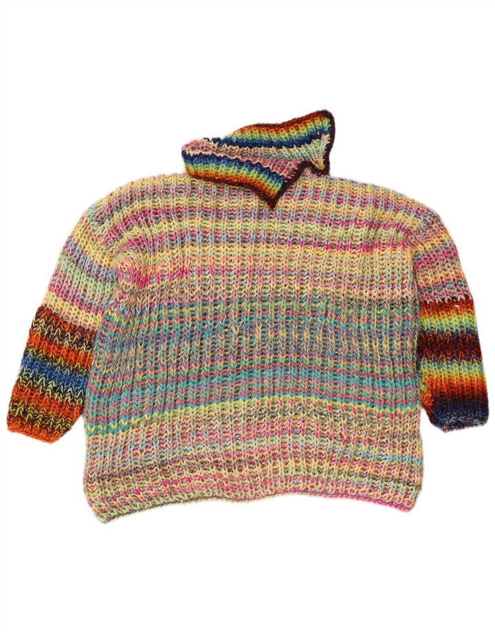 VINTAGE Womens Roll Neck Jumper Sweater UK 14 Large Multicoloured