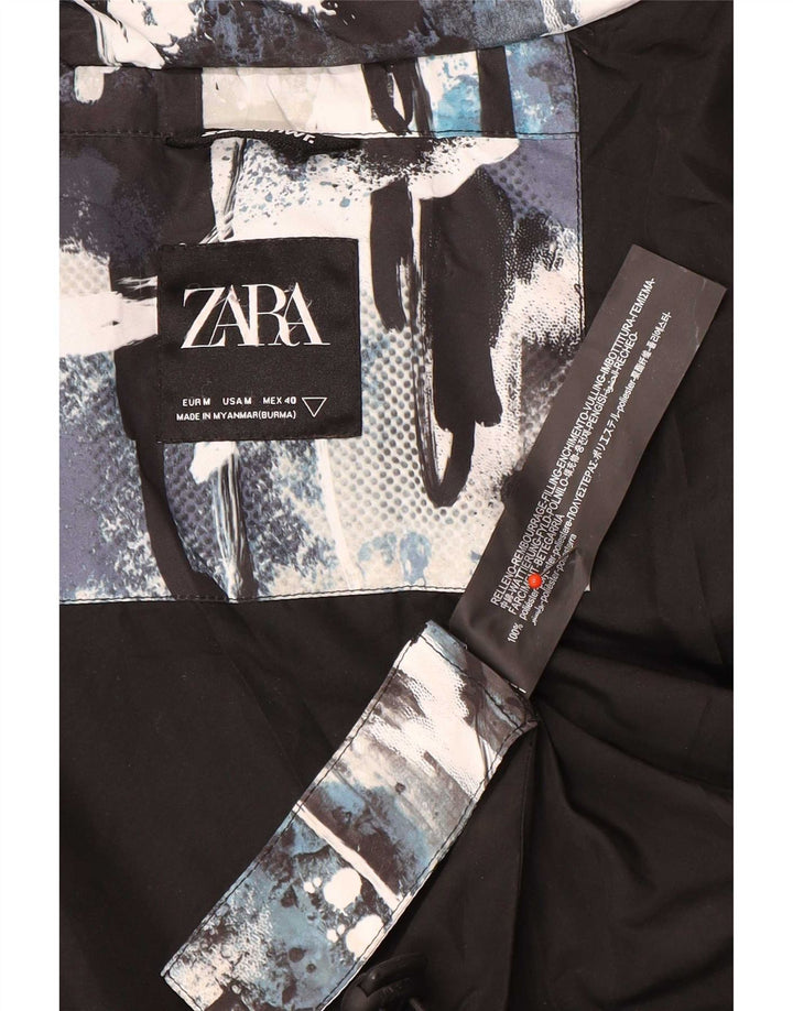 Zara Mens Hooded Padded Jacket UK 38 Medium Multicoloured Camouflage