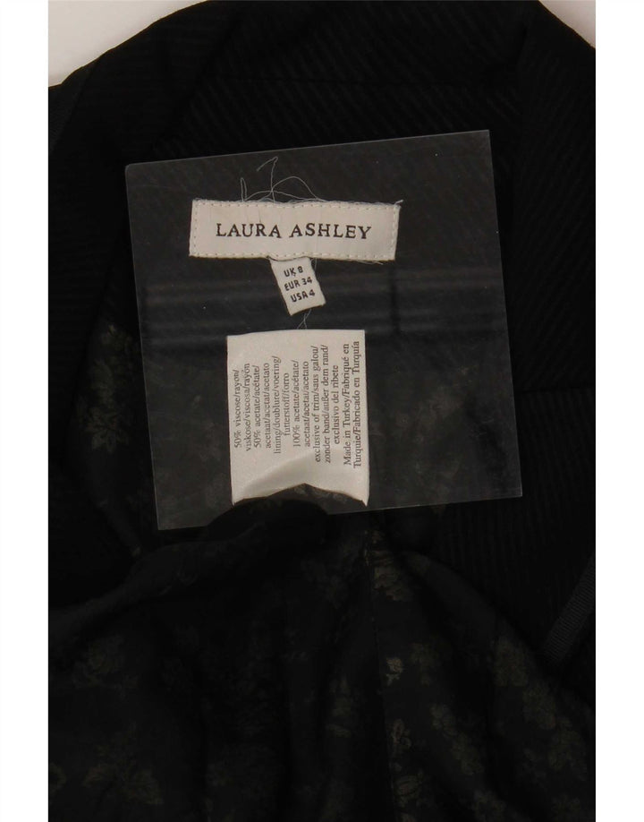 Laura Ashley Womens 1 Button Blazer Jacket UK 8 Small Black Viscose