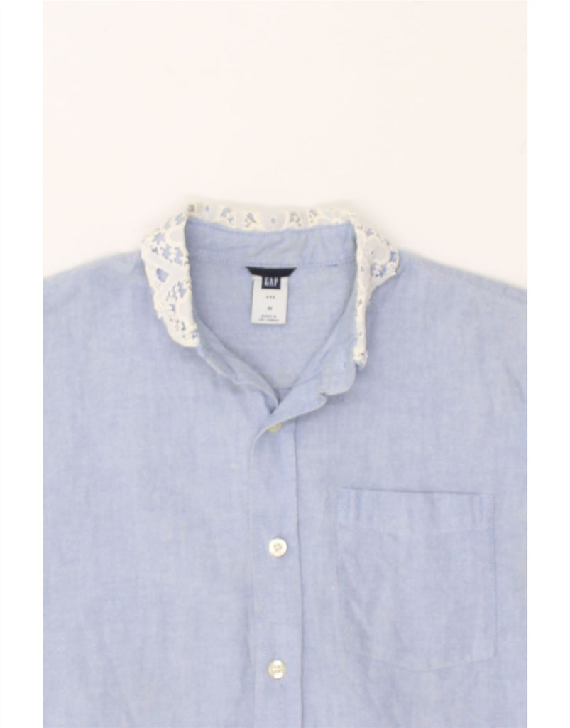 GAP Womens Short Sleeve Shirt UK 14 Medium Blue Cotton | Vintage Gap | Thrift | Second-Hand Gap | Used Clothing | Messina Hembry 
