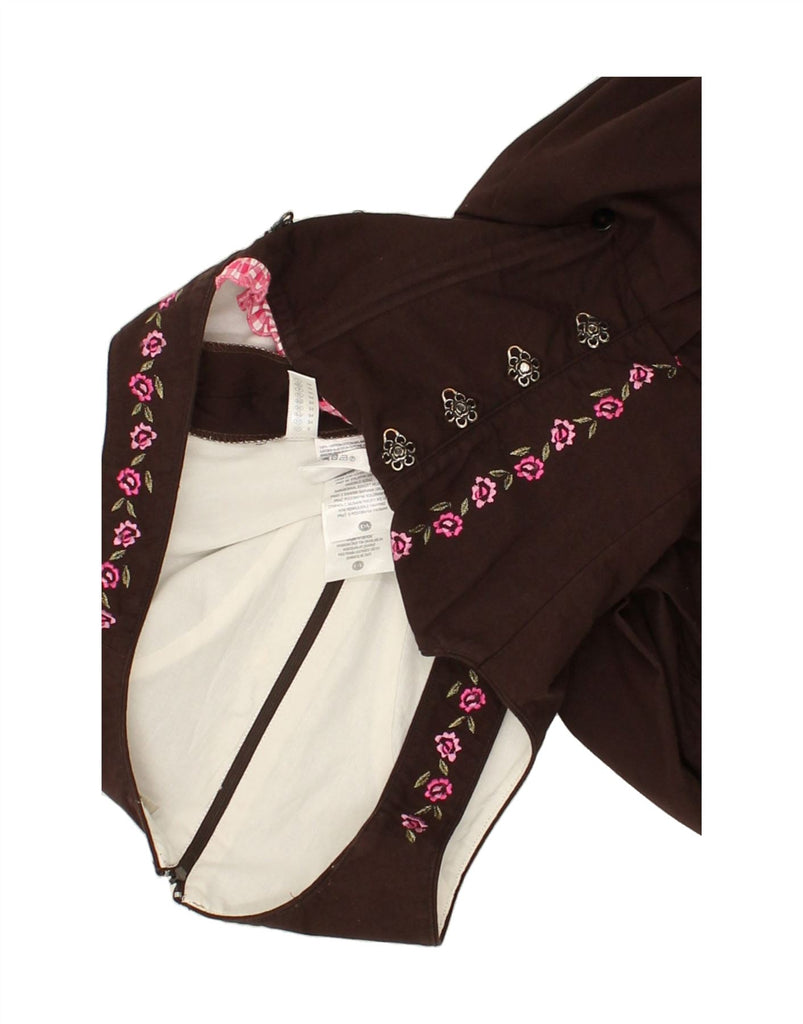 LANDHAUS Womens Sleeveless A-Line Dress UK 8 Small  Brown Floral Cotton | Vintage Landhaus | Thrift | Second-Hand Landhaus | Used Clothing | Messina Hembry 