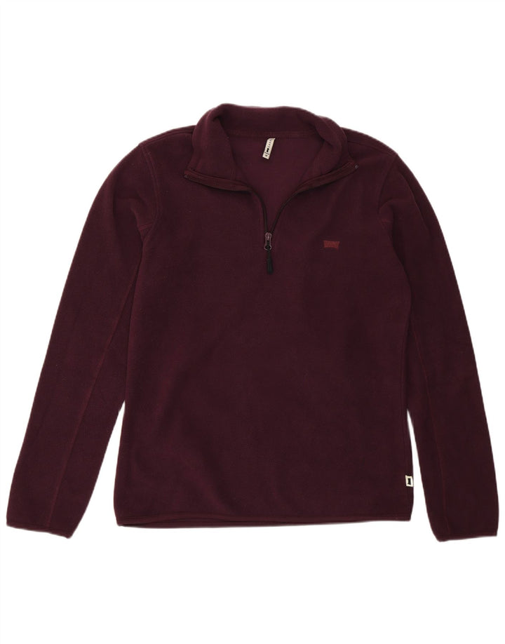 Carrera Womens Zip Neck Fleece Jumper UK 14 Medium Maroon Polyester