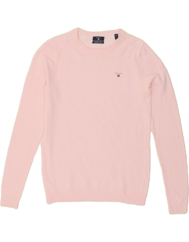 GANT Womens Crew Neck Jumper Sweater UK 6 XS Pink Cotton Vintage Gant and Second-Hand Gant from Messina Hembry 