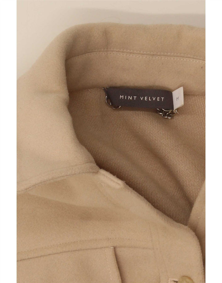 MINT VELVET Womens Oversized Bomber Jacket UK 14 Medium Beige Acrylic