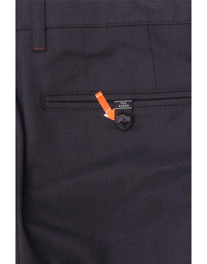 Ted Baker Mens Straight Suit Trousers W32 L30 Navy Blue Polyester