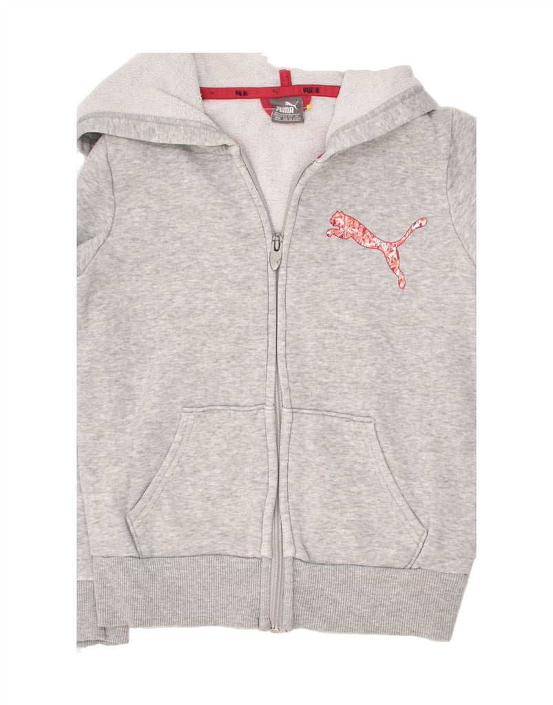 PUMA Girls Zip Hoodie Sweater 9-10 Years Grey Cotton | Vintage Puma | Thrift | Second-Hand Puma | Used Clothing | Messina Hembry 