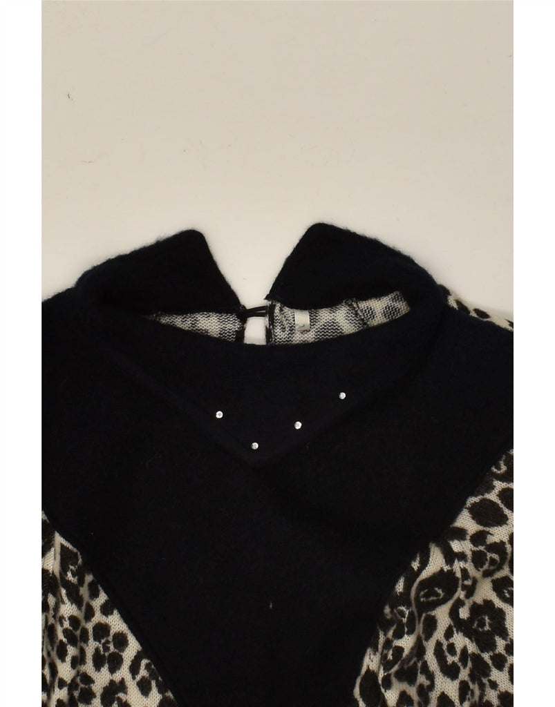 VINTAGE Womens Jumper Dress UK 14 Large Black Animal Print Acrylic | Vintage Vintage | Thrift | Second-Hand Vintage | Used Clothing | Messina Hembry 