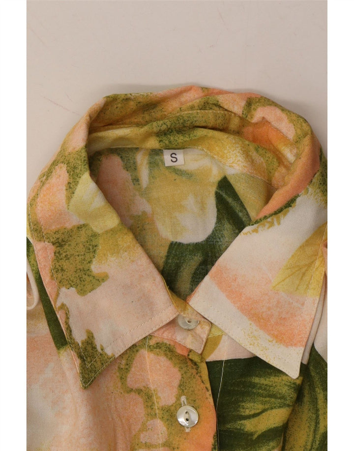 VINTAGE Womens Shirt UK 10 Small Yellow Floral