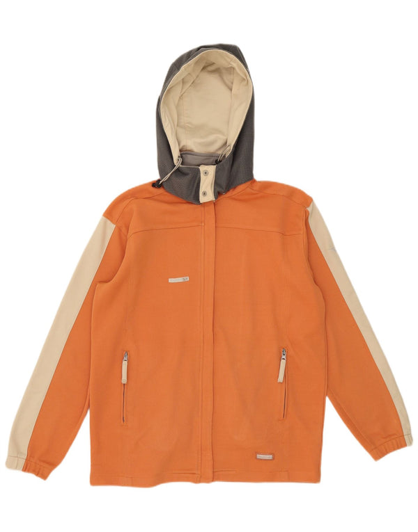 Diadora Womens Hooded Tracksuit Top Jacket UK 14 Large Orange Colourblock