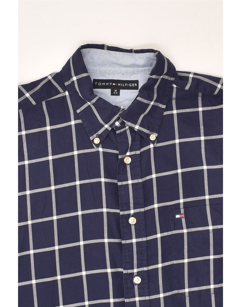 TOMMY HILFIGER Mens Shirt Medium Navy Blue Check Cotton | Vintage Tommy Hilfiger | Thrift | Second-Hand Tommy Hilfiger | Used Clothing | Messina Hembry 