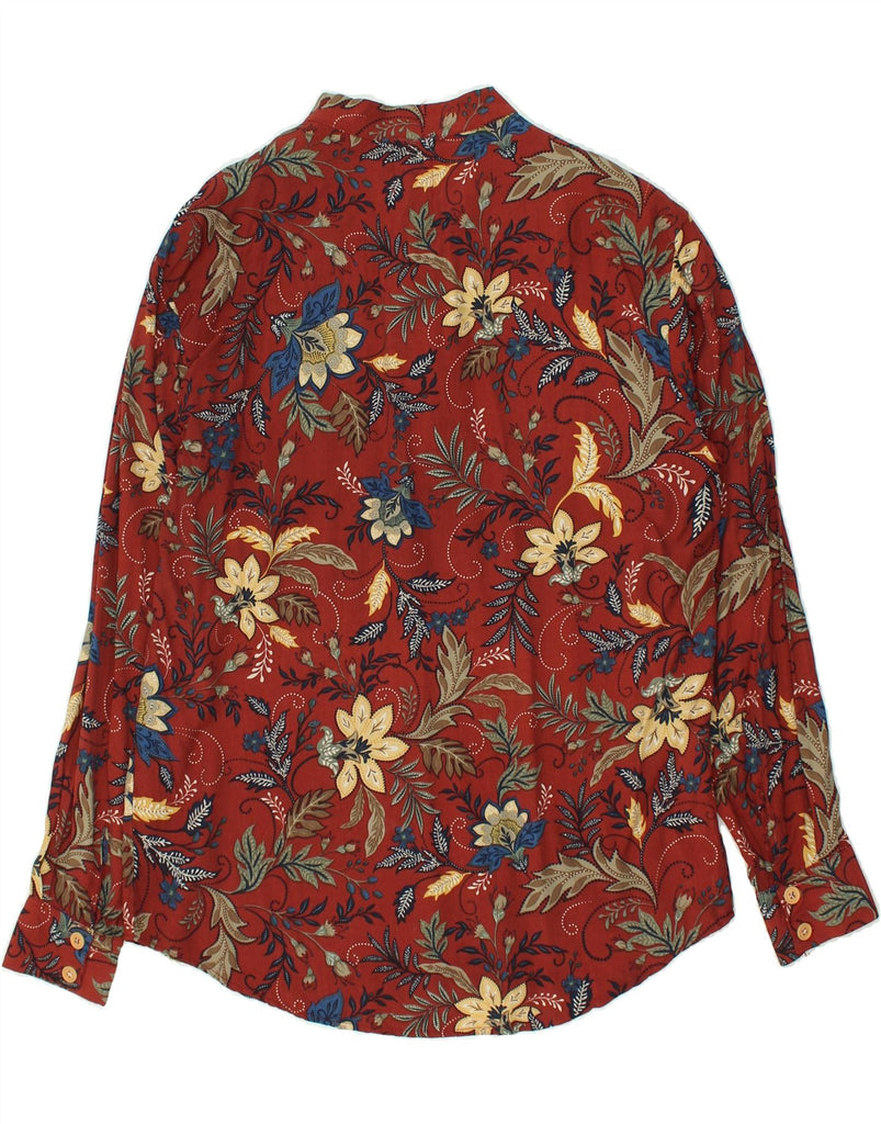 VINTAGE Womens Pullover Shirt UK 14 Medium Burgundy Floral | Vintage Vintage | Thrift | Second-Hand Vintage | Used Clothing | Messina Hembry 