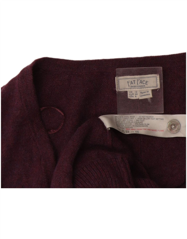 Fat Face Womens Cardigan Sweater UK 12 Medium Burgundy Wool