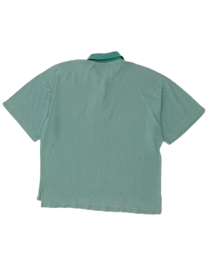 CHALLENGER Womens Oversized Polo Shirt UK 14 Medium Turquoise Pinstripe
