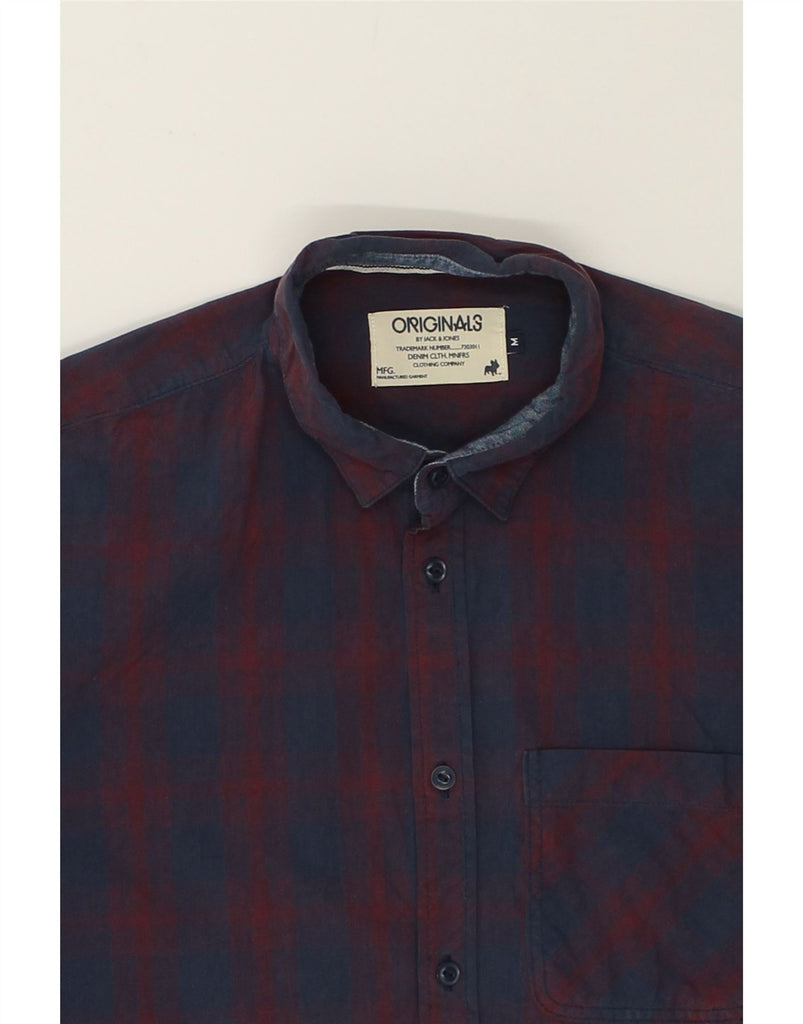 JACK & JONES Mens Shirt Medium Navy Blue Check Cotton | Vintage Jack & Jones | Thrift | Second-Hand Jack & Jones | Used Clothing | Messina Hembry 